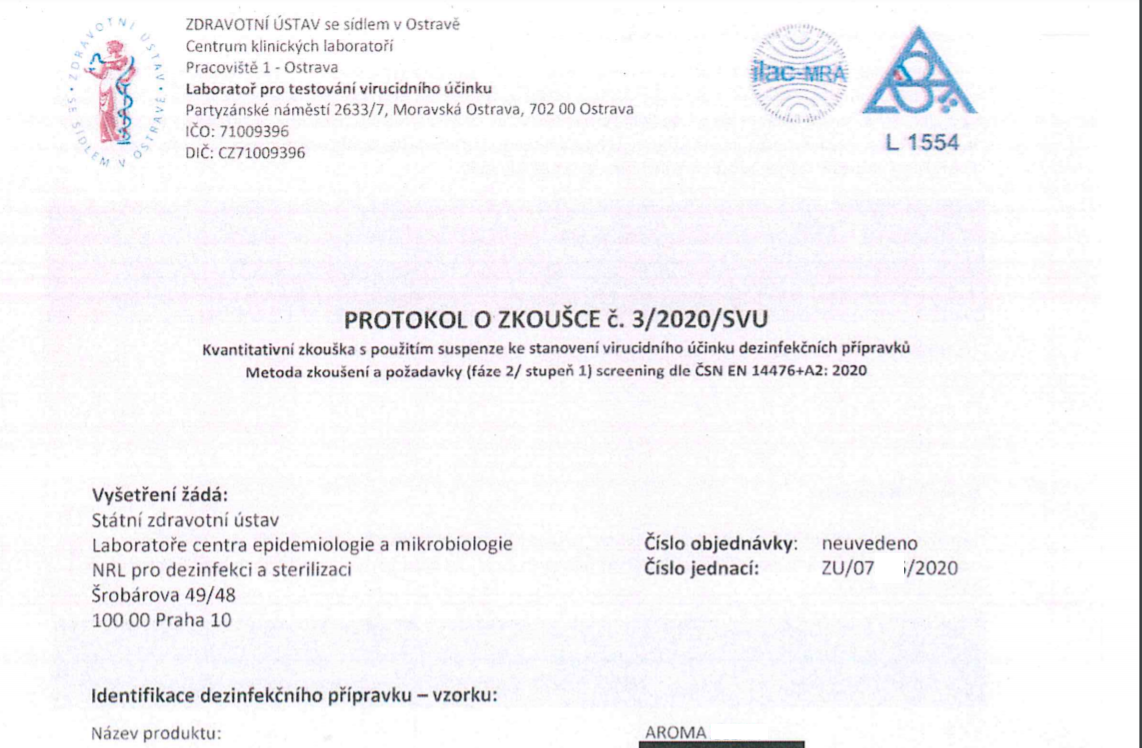 Protokol o zkoušce Zdravotní ústav