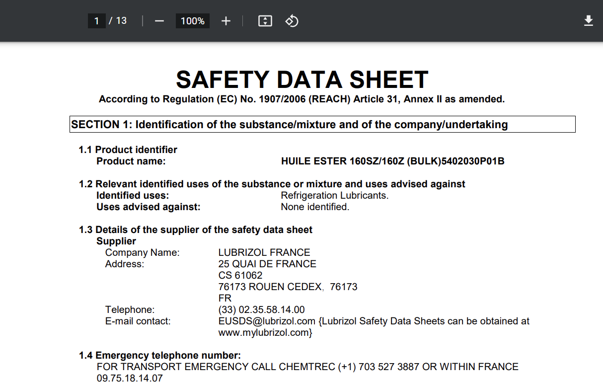 Oddíl 1 bezpečnostního listu